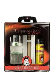 Set Cachaca Velho Barreiro Caipirinha 0,7l 39% se skleničkou + Dárkové Balení
