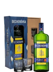 Becherovka 0,7l 38% se skleničkami + Dárkové Balení