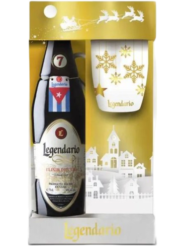Rum Legendario Elixir Rum 7YO 0.7l 37% a hrnek + Dárkové Balení