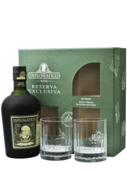 Rum Ron Diplomatico Exclusive Reserva 12YO 0,7l 40% se skleničkami + Dárkové Balení