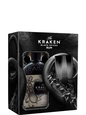 Rum Kraken Black Spiced 1,0l 40% se skleničkou + Dárkové Balení