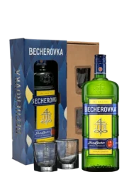 Becherovka 0,7l 38% se skleničkami + Dárkové Balení